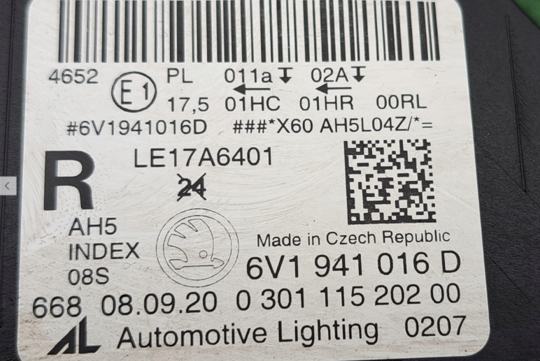 Koplamp SKODA FABIA 3 III FACELIFT 6V1 H7+ LED FRONT LAMP