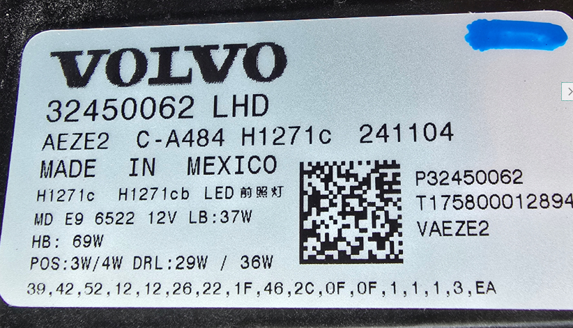 Koplamp VOLVO EX90 FULL LED HEADLAMP 32450062