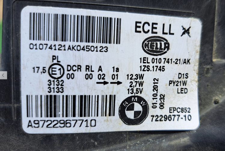 Koplamp BMW 1 I F20 F21 BI-XENON HEADLAMP 1EL010741-21/AK