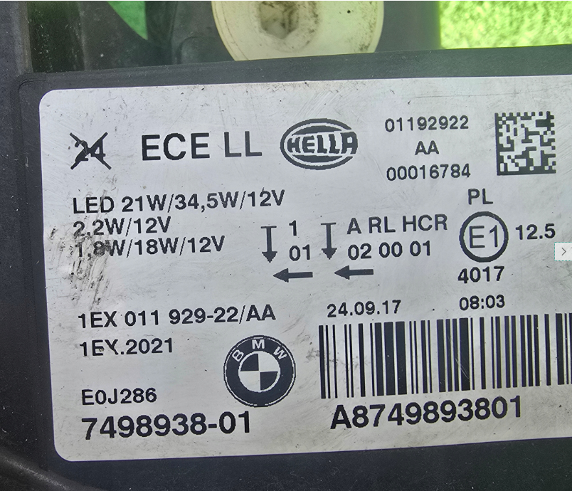 Koplamp BMW 1 I F20 F21 FACELIFT FULL LED HEADLAMP KIT 1EX011929-22/AA