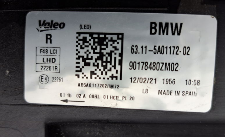 Koplamp BMW X1 F48 FACELIFT FULL LED HEADLAMP 63.11-5A01172-02