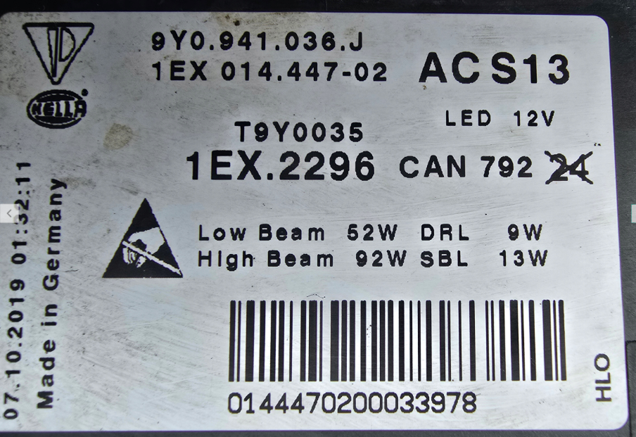 Koplamp PORSCHE CAYENNE 9Y0 MATRIX HEADLAMP 9Y0.941.036.J