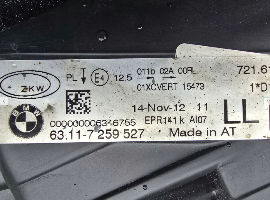 Koplamp BMW 3 III F30 F31 BI-XENON TURNING FRONT LAMP 63.11-7259527