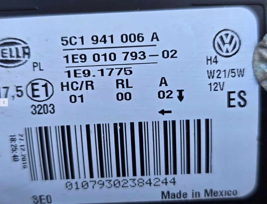 Koplamp Volkswagen NEW BEETLE 5C1 HEADLAMPS 5C1941006A, 5C1941005A