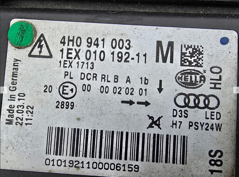 Koplamp AUDI A8 D4 BI-XENON HEADLAMPS 4H0941004 4H0941003